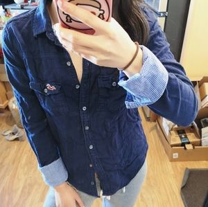 Hollister navy button down shirt
